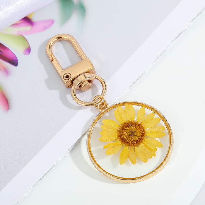 Jewelry WholesaleWholesale Daisy Resin Dried Flowers Keychain MOQ≥3 JDC-KC-Juej002 Keychains 觉际 %variant_option1% %variant_option2% %variant_option3%  Factory Price JoyasDeChina Joyas De China