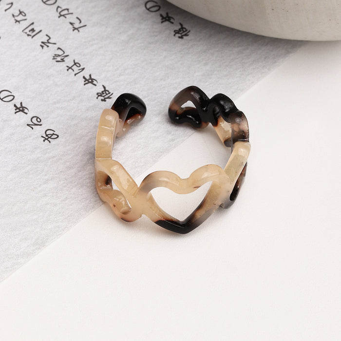 Wholesale Acrylic Resin Gradient Heart Ring JDC-RS-NZ018