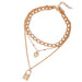 Jewelry WholesaleWholesale alloy key lock double layer necklace JDC-NE-F057 Necklaces 韩之尚 %variant_option1% %variant_option2% %variant_option3%  Factory Price JoyasDeChina Joyas De China