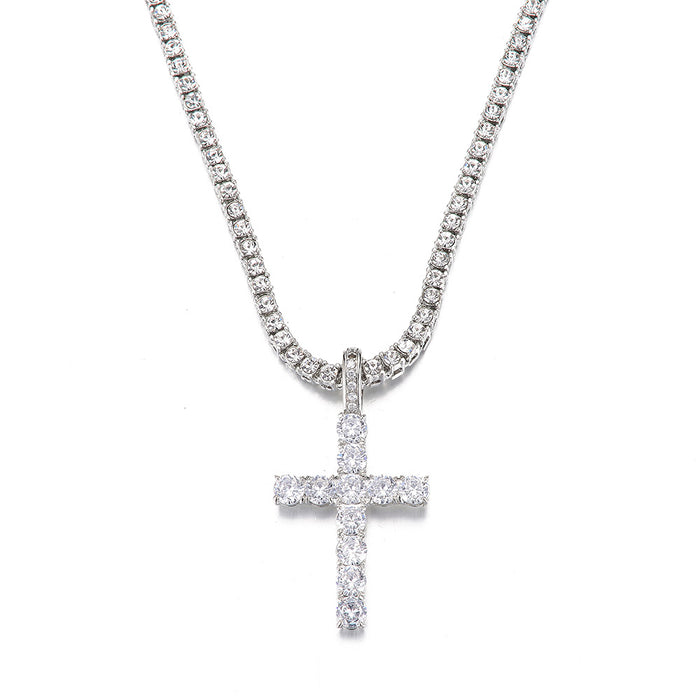 Wholesale Necklace Alloy Zirconia Cross MOQ≥2 JDC-NE-XuanD006