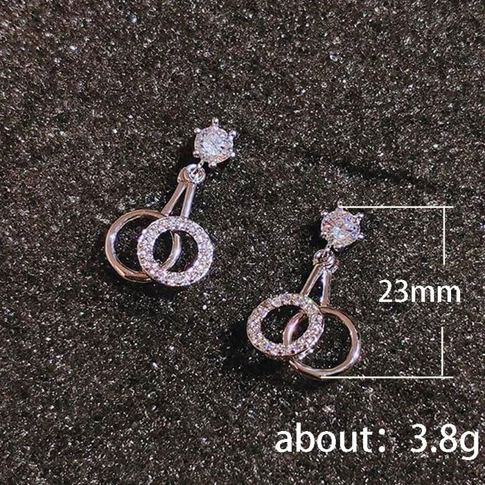 Wholesale Earrings Copper Diamond Double Hoop MOQ≥2 JDC-ES-PREMCAOS006