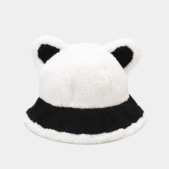 Wholesale Hat Polyester Cute Bear Ears Plush Bucket Hat MOQ≥2 JDC-FH-LvYi044