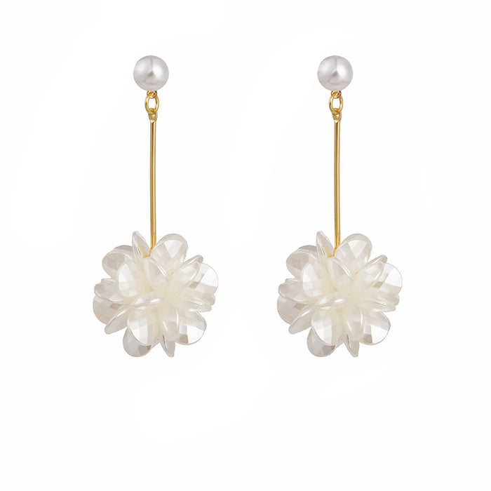 Wholesale Silver Needle White Pearl Flower Stud Earrings JDC-ES-Mdd029