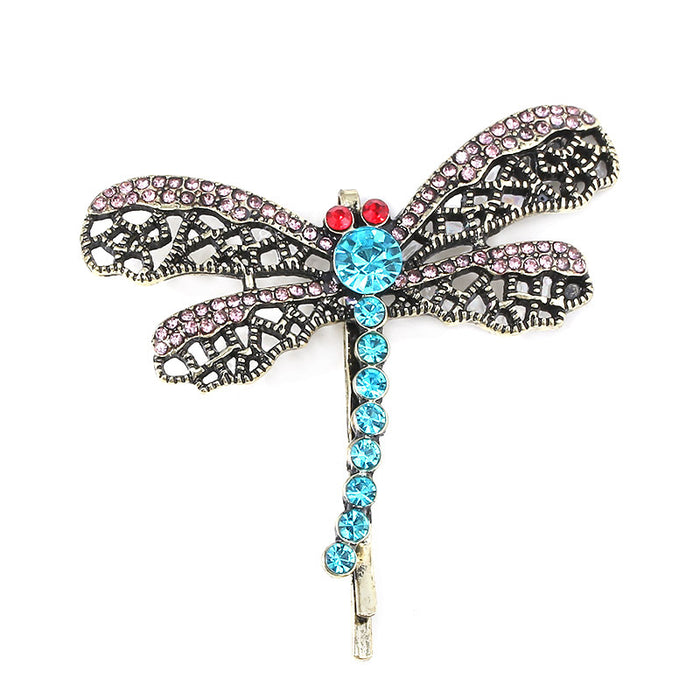 Wholesale Necklace Metal Cartoon Black Key Pendant Dragonfly Hairpin Set JDC-NE-YouM009