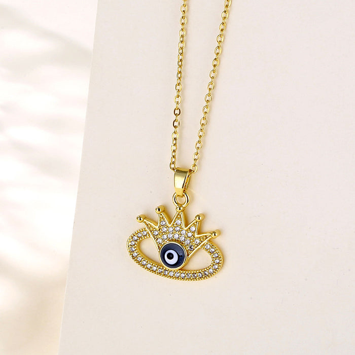 Wholesale Necklace Stainless Steel Diamond Zircon Devil Eye JDC-NE-QR002