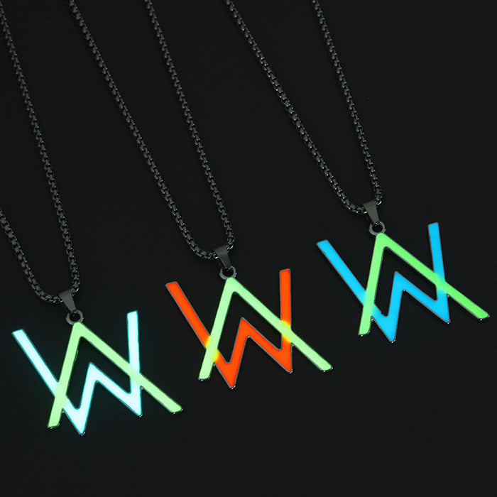 Wholesale Necklace Stainless Steel Waterproof Letter Luminous MOQ≥2 JDC-NE-ZiFei008