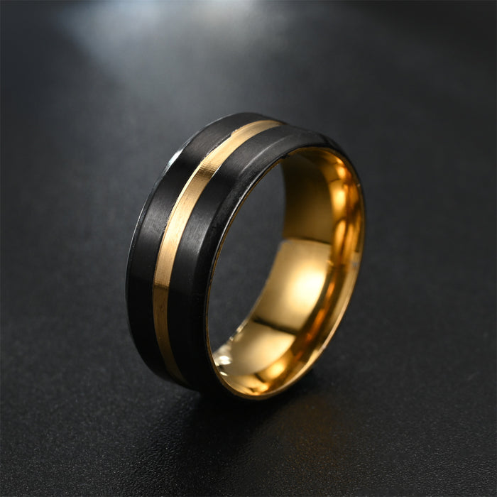 Wholesale Ring Stainless Steel Black Slotted Colorful Men's Domineering Ring MOQ≥2 JCD-RS-TS001