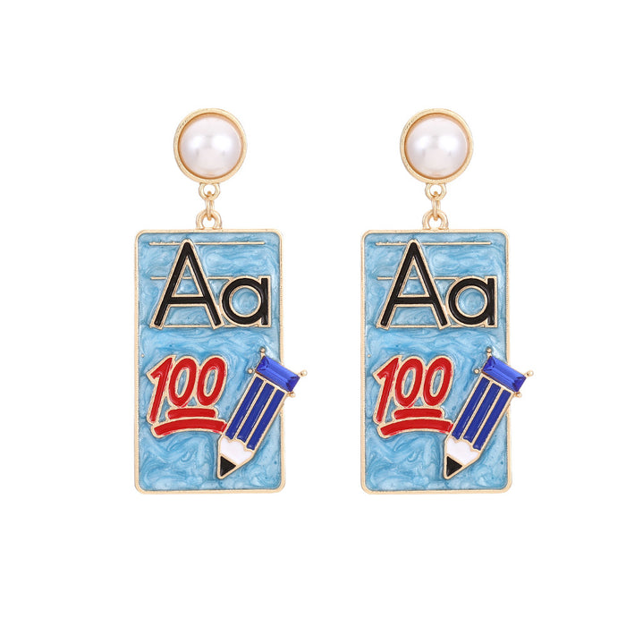 Wholesale Diamond Book Pencil Alloy Earrings JDC-ES-ManY043