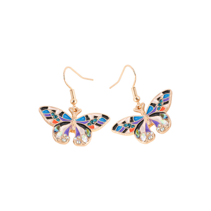 Wholesale Butterfly Earrings Color Alloy Drop Oil Spot Drill JDC-ES-zhongyi003