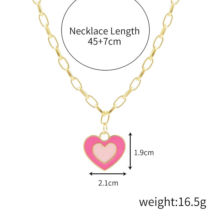 Jewelry WholesaleWholesale Premium Drop Oil Alloy Love Pendant Necklace JDC-NE-GSJY008 Necklaces 嘉溢 %variant_option1% %variant_option2% %variant_option3%  Factory Price JoyasDeChina Joyas De China