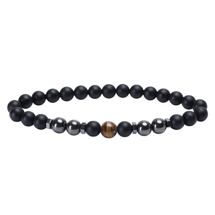 Wholesale Frosted Black Bead Magnet Anklet Retro Alabaster Color Stone Magnetic Anklet JDC-AS-JIai005