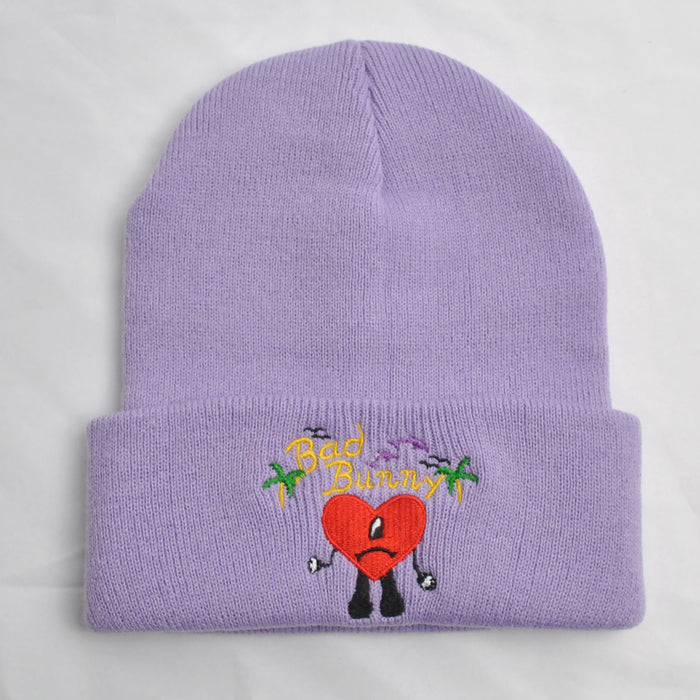 Wholesale Hat Acrylic Heart Embroidery Knitted Hat MOQ≥2 (F) JDC-FH-XRong004