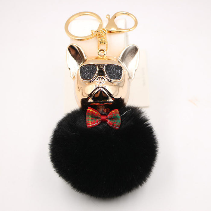 Jewelry WholesaleWholesale French Bulldog Alloy Faux Hair PVC Hairball Pom Pom  Keychain JDC-KC-Zuge017 Keychains 祖格 %variant_option1% %variant_option2% %variant_option3%  Factory Price JoyasDeChina Joyas De China