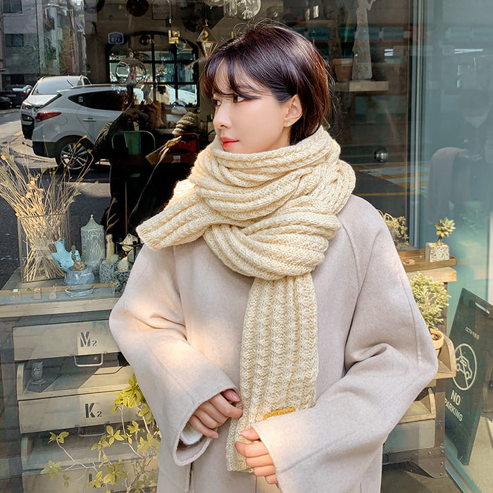 Wholesale Scarf Polyester Cotton Winter Thickening Warm Knit Solid Color JDC-SF-hengc012