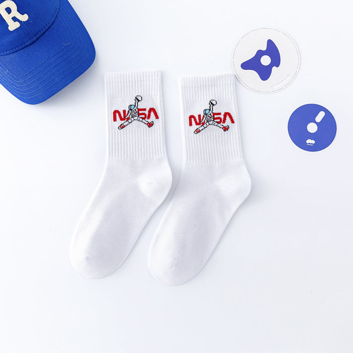 Wholesale Sock cotton astronaut trapeze joint breathable sweat MOQ≥5 JDC-SK-FuW001