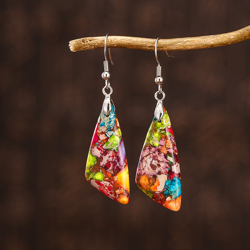 Jewelry WholesaleWholesale Bohemian Resort Style Colorful Geometric Shaped Stone Earrings MOQ≥3 JDC-ES-QiuX009 Earrings 秋萱 %variant_option1% %variant_option2% %variant_option3%  Factory Price JoyasDeChina Joyas De China