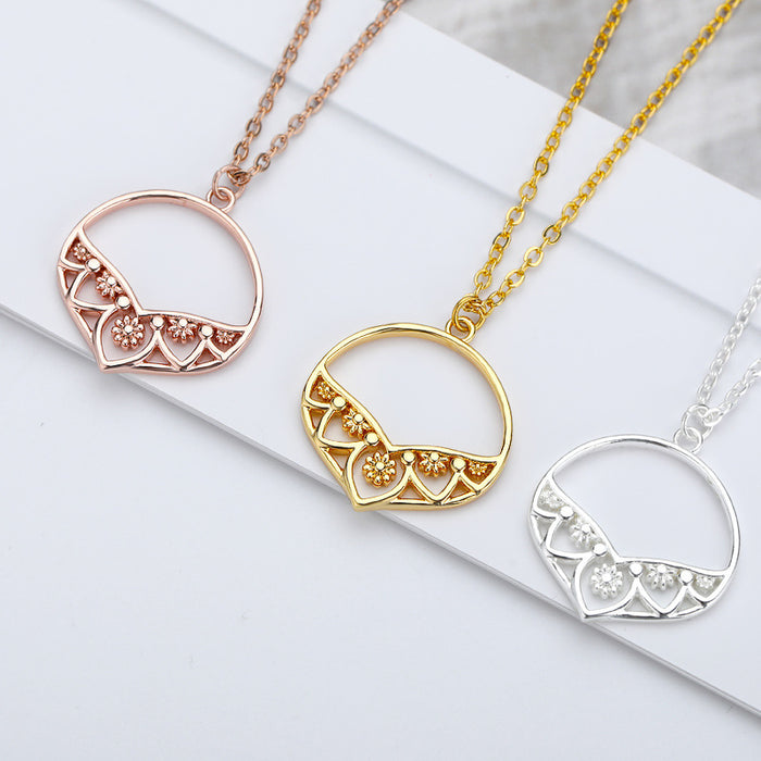 Jewelry WholesaleWholesale Design Hollow Metal Round Sunflower Necklace JDC-NE-MJ010 Necklaces 萌葭 %variant_option1% %variant_option2% %variant_option3%  Factory Price JoyasDeChina Joyas De China