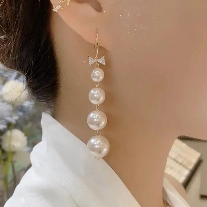 Wholesale Earrings Pearl Long Tassel Drop Earrings MOQ≥2 JDC-ES-FanMeng002