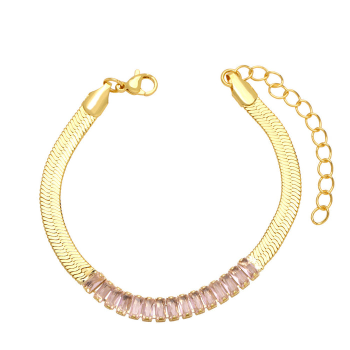 Wholesale Bracelet Copper Plated 18K Gold Zircon Colored Snake Bone Chain JDC-PREMAS-BT-021