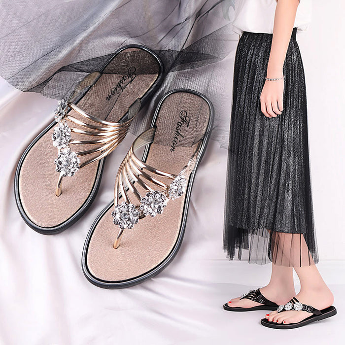 Wholesale slippers summer sandals new flat flip-flops women's lightweight shoes JDC-SD-RunH001