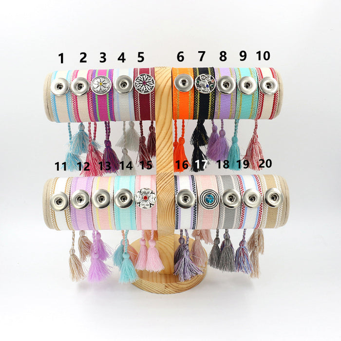 Jewelry WholesaleWholesale colorful woven Noosa buckle ribbon tassel Bracelet JDC-BT-KuN001 Bracelet 酷牛 %variant_option1% %variant_option2% %variant_option3%  Factory Price JoyasDeChina Joyas De China