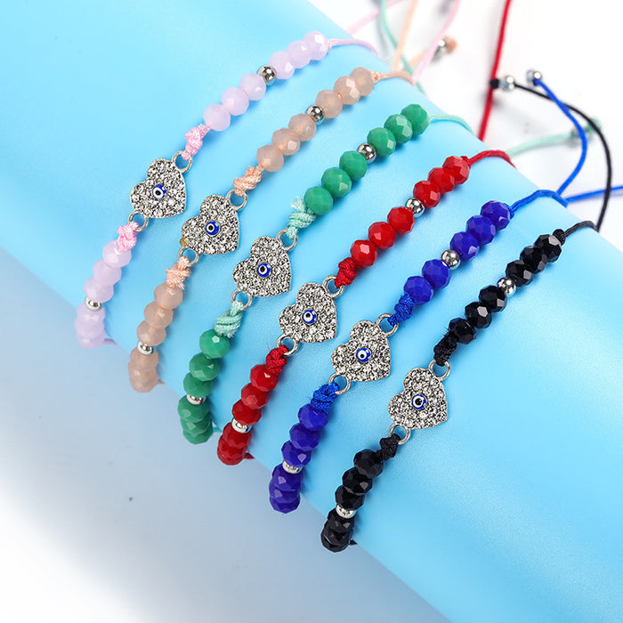 Jewelry WholesaleWholesale Solid Color Crystal Beaded Heart Bracelet JDC-BT-ZengZ017 Bracelet 曾珠 %variant_option1% %variant_option2% %variant_option3%  Factory Price JoyasDeChina Joyas De China