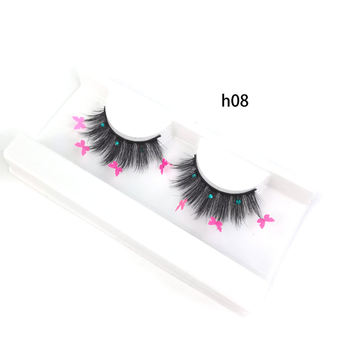 Wholesale Pair of Color 3D False Eyelashes Butterfly Sequins MOQ≥5 JDC-EY-XLin002