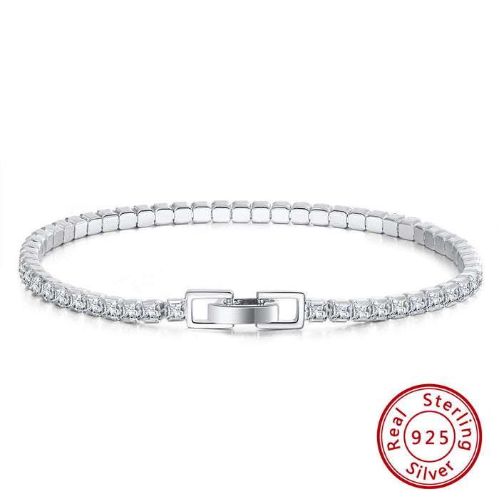 Jewelry WholesaleWholesale S925 Sterling Silver Bracelet inlaid square tennis chain JDC-BT-ShangD004 Bracelet 尚达 %variant_option1% %variant_option2% %variant_option3%  Factory Price JoyasDeChina Joyas De China