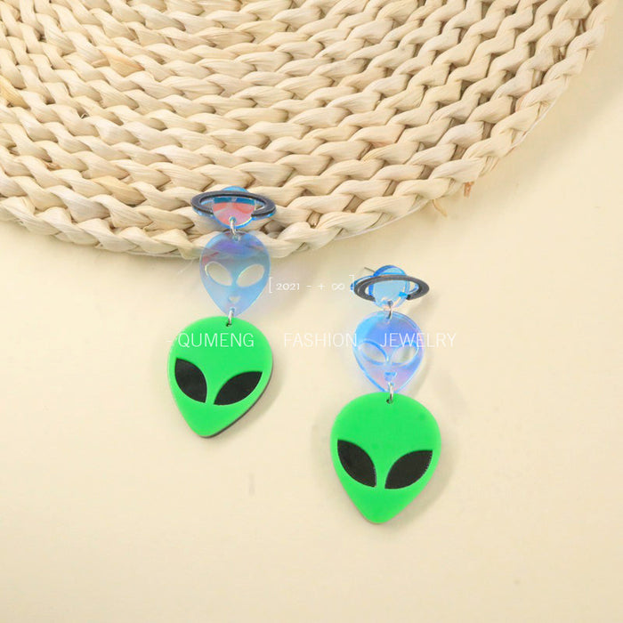 Wholesale Earrings Acrylic Halloween Alien Space Collection MOQ≥2 JDC-ES-MOSHU022