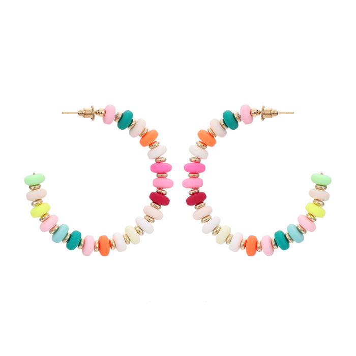 Jewelry WholesaleWholesale candy color C-shaped bohemian beaded earrings JDC-ES-MY252 Earrings 曼茵 %variant_option1% %variant_option2% %variant_option3%  Factory Price JoyasDeChina Joyas De China