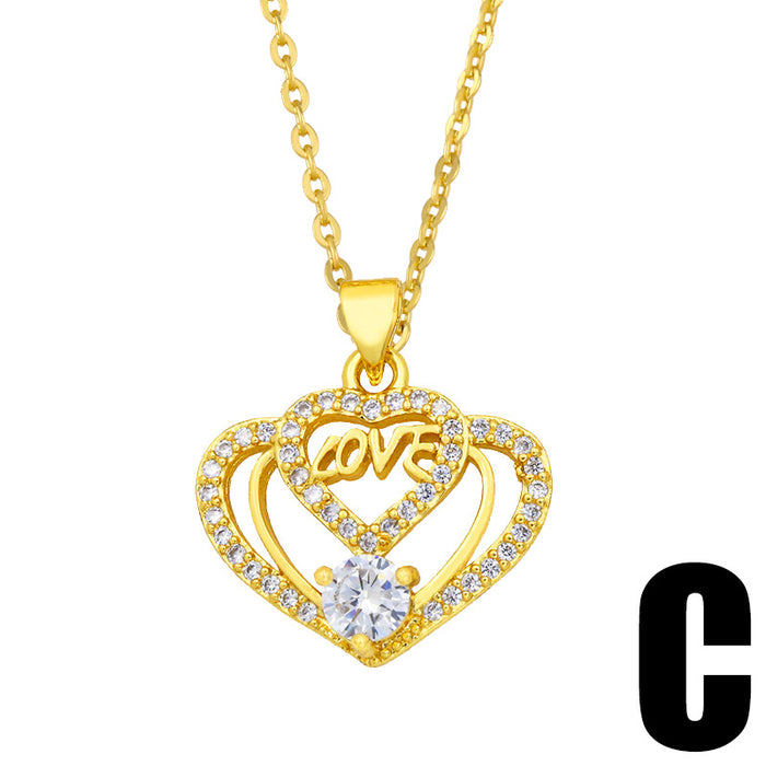 Jewelry WholesaleWholesale love zircon heart shaped Mother's Day necklace JDC-NE-AOS006 Necklaces 翱昇 %variant_option1% %variant_option2% %variant_option3%  Factory Price JoyasDeChina Joyas De China