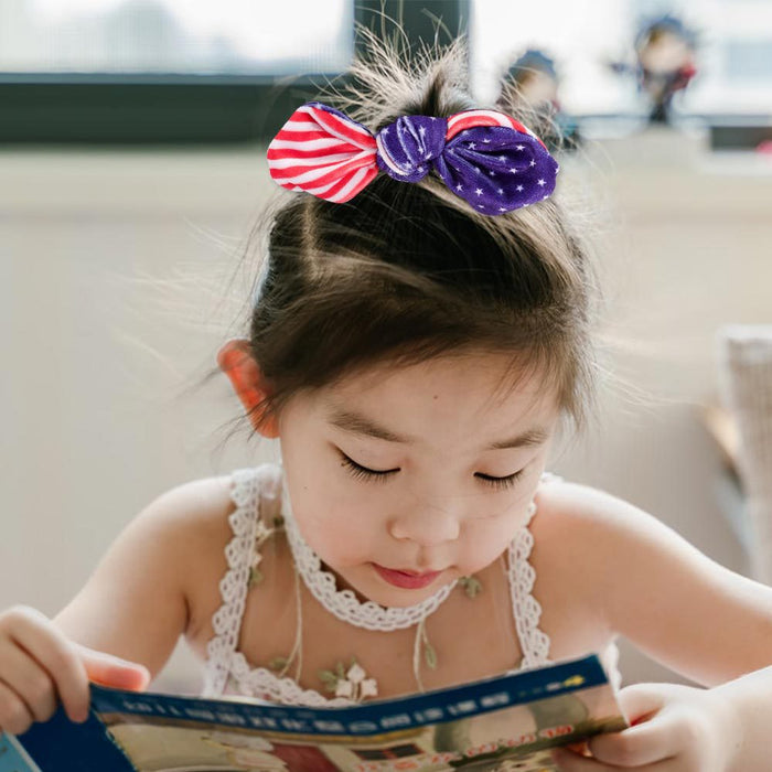 Wholesale 4th of July Independence Day Children Stitching Bow Hair Bands MOQ≥3 JDC-HS-HaiS002