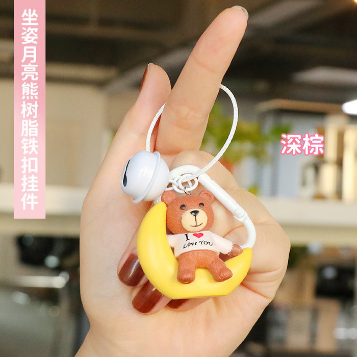 Wholesale Keychain Resin Cute Cartoon Moon Bear JDC-KC-XTang013