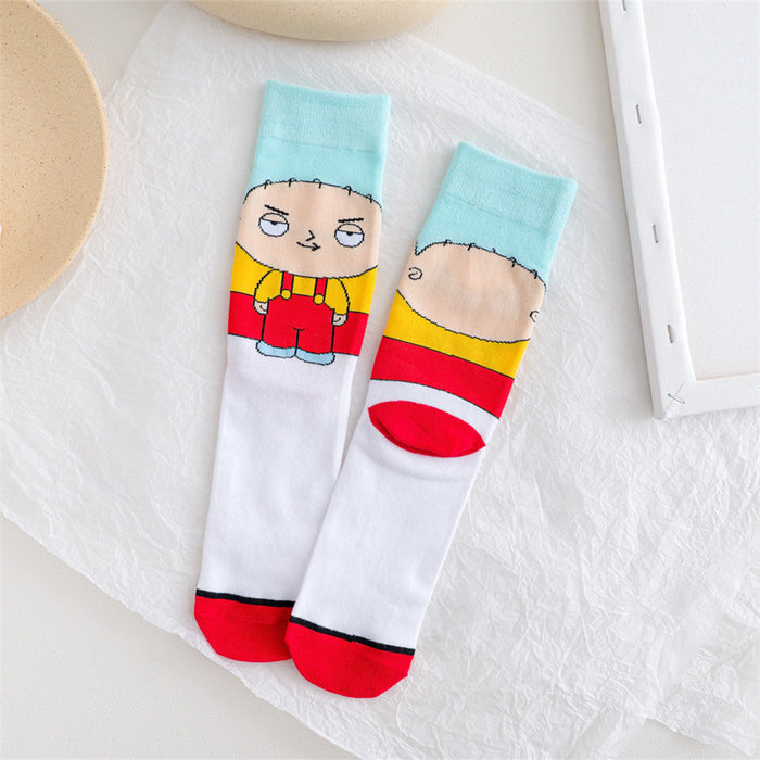 Wholesale spring female cartoon creative pattern straight sports socks JDC-SK-YMS001