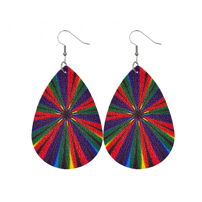 Wholesale Tie Dye Mandala Flower Leather Earrings JDC-ES-dih007