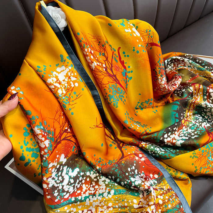 Wholesale Silk Scarf Polyester Printed Silk Shawl Sun Protection (F) MOQ≥2 JDC-SS-Zhitao001