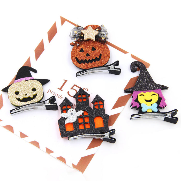 Wholesale Hair Clips Felt Metal Halloween Spooky Castle Bat MOQ≥2 JDC-HC-YiQ001