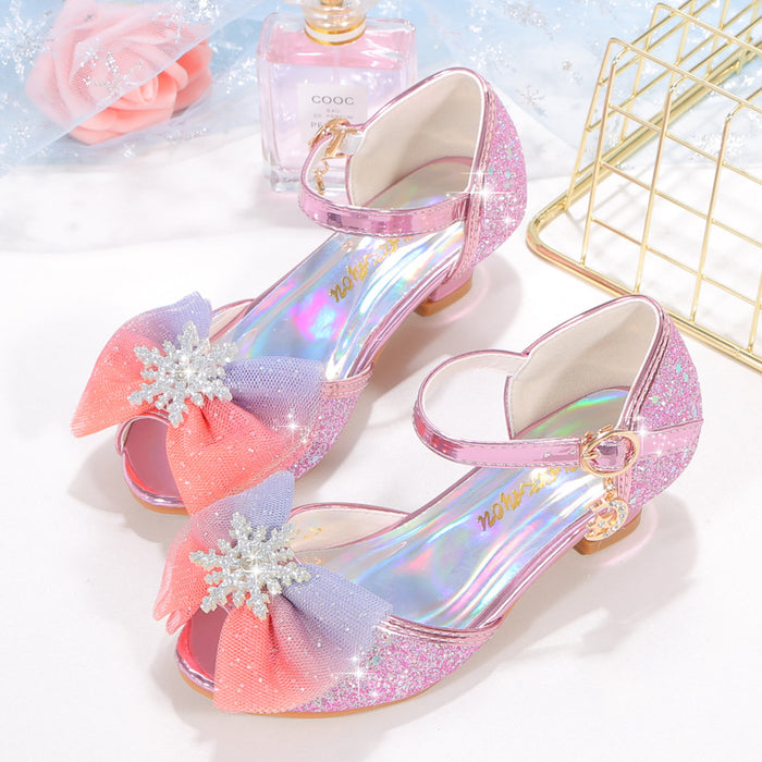 Wholesale Summer Bow Princess Shoes Little Girls High Heel Student Sandals JDC-SD-HNN001