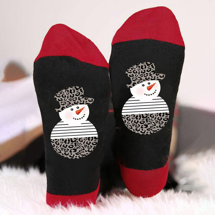 Wholesale Sock Cotton Autumn Winter Snowman Print Sweat Absorb Christmas MOQ≥3 JDC-SK-HuaL008