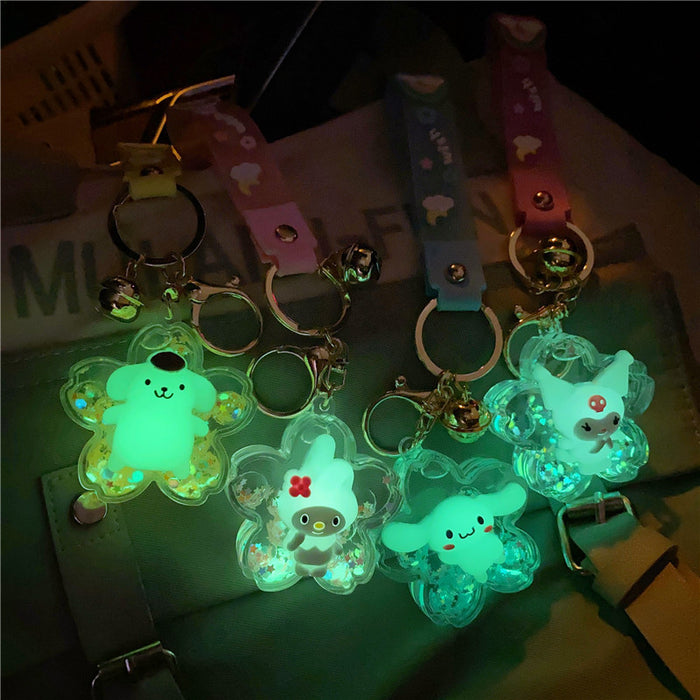 Wholesale Keychains PVC Acrylic Hardware Luminous Quicksand Bottle Cute Cartoon JDC-KC-TianC004