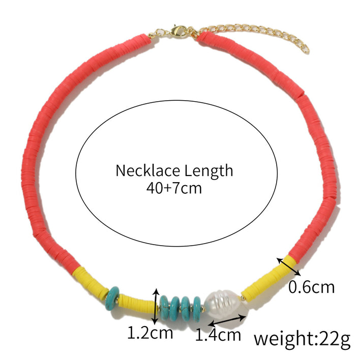 Wholesale summer ins style colored soft ceramic necklace JDC-NE-JiaYi002