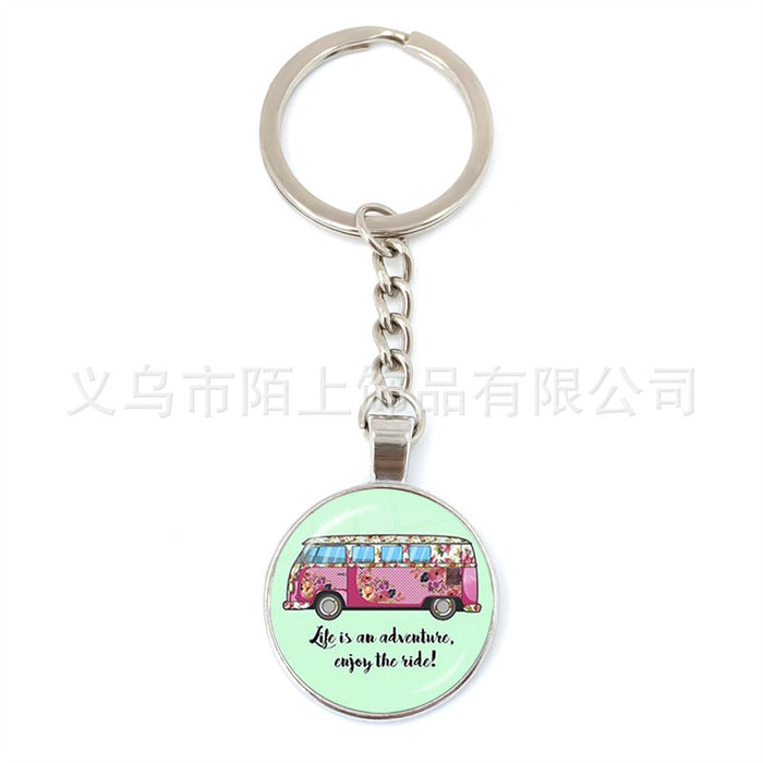 Wholesale Peace Sign Time Gemstone Glass Zinc Alloy Keychain JDC-KC-MoS002