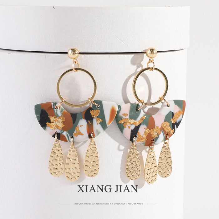 Jewelry WholesaleWholesale Marble Pattern Scalloped Clay Earrings JDC-ES- zhongyi008 Earrings 钟意 %variant_option1% %variant_option2% %variant_option3%  Factory Price JoyasDeChina Joyas De China