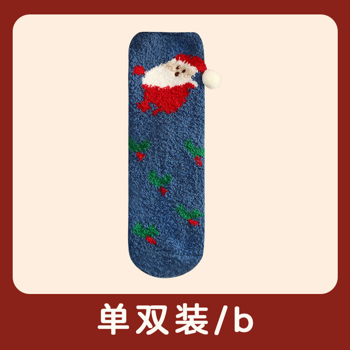 Wholesale Socks Polyester Christmas Gifts Coral Fleece Socks MOQ≥2 JDC-SK-JiaF009