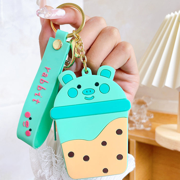 Wholesale Keychains Silicone Alloy Cartoon Cute Bubble Tea JDC-KC-JXi014