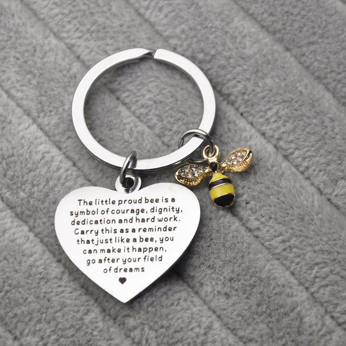 Jewelry WholesaleWholesale Teacher's Day Little Bee Stainless Steel Keychain MOQ≥2 JDC-KC-XinG002 Keychains 新钢 %variant_option1% %variant_option2% %variant_option3%  Factory Price JoyasDeChina Joyas De China