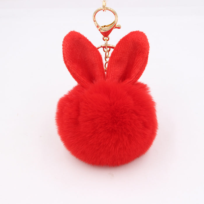 Wholesale Rabbit Ears Fur Ball Plush Keychain Hanging JDC-KC-ZuGe080