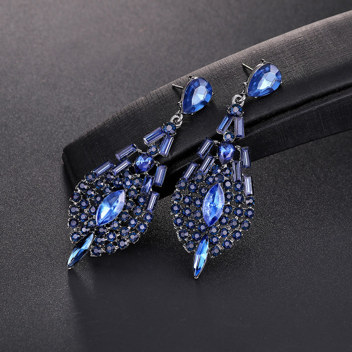 Wholesale Zinc Alloy Stereo Crystal Tassel Acrylic Rhinestone Earrings JDC-ES-GSDB052