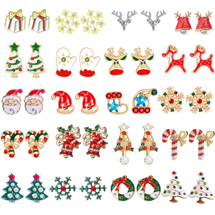 Wholesale Earrings Alloy Enamel Christmas Snowflake Elk Cane JDC-ES-LongX004