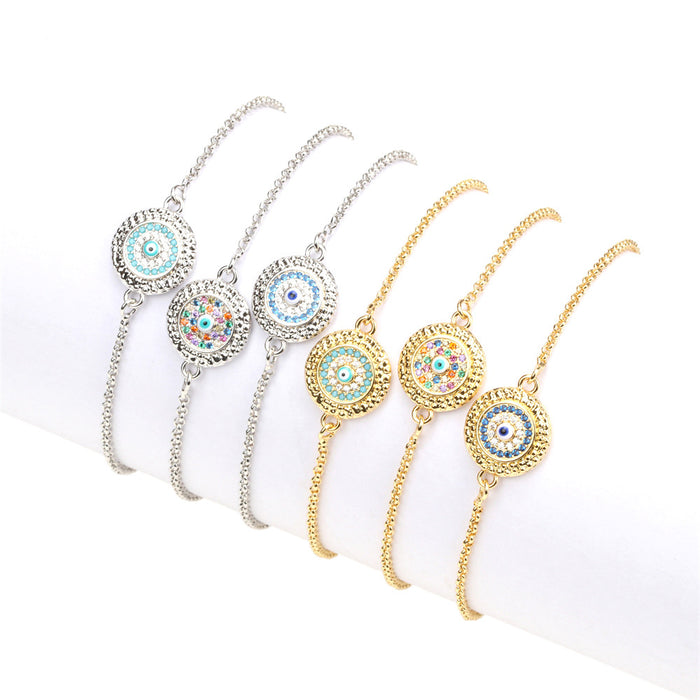 Wholesale Diamond Bracelet Women Design Round Eye Copper Drop Oil Pull Handle Jewelry JDC-BT-TianY001